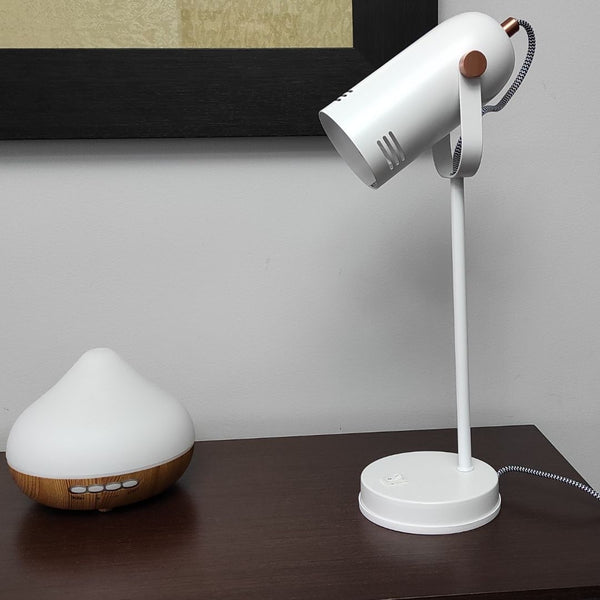 Lámpara de Mesa con Foco orientable de Metal Blanco y Cobre