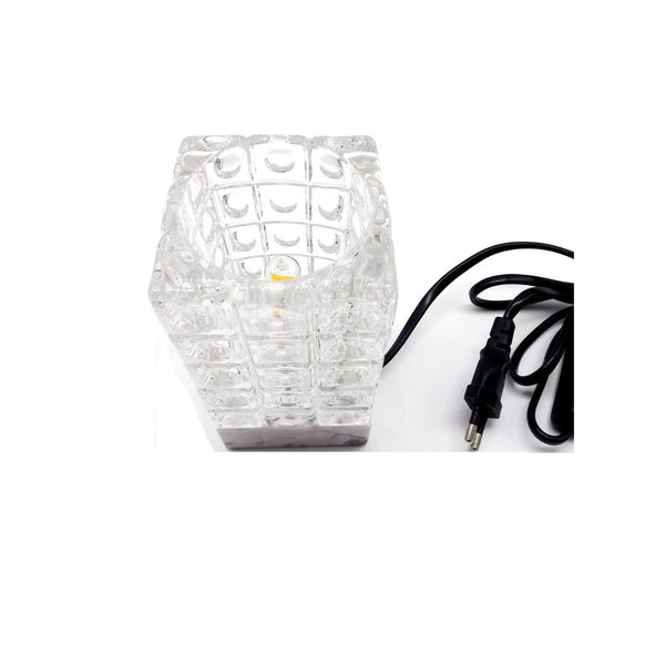 Lámpara de Mesa Led Base Mármol Blanco y Tulipa Cristal