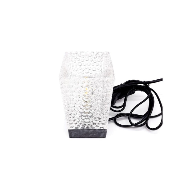 Lámpara de Mesa Led Base Mármol Negro y Tulipa Cristal