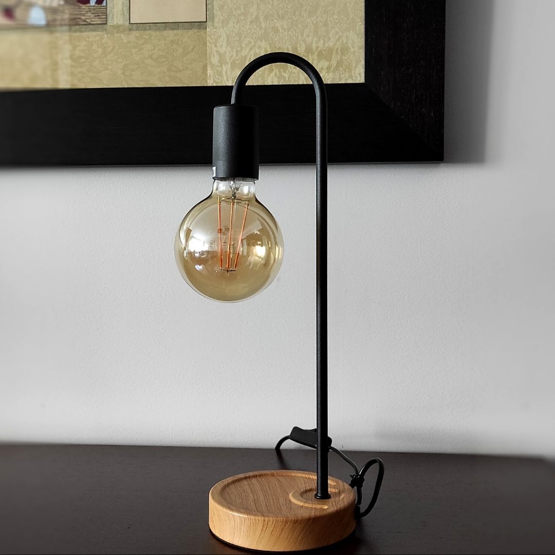 Lampe de table Alvis noire et marron pour ampoule Vista