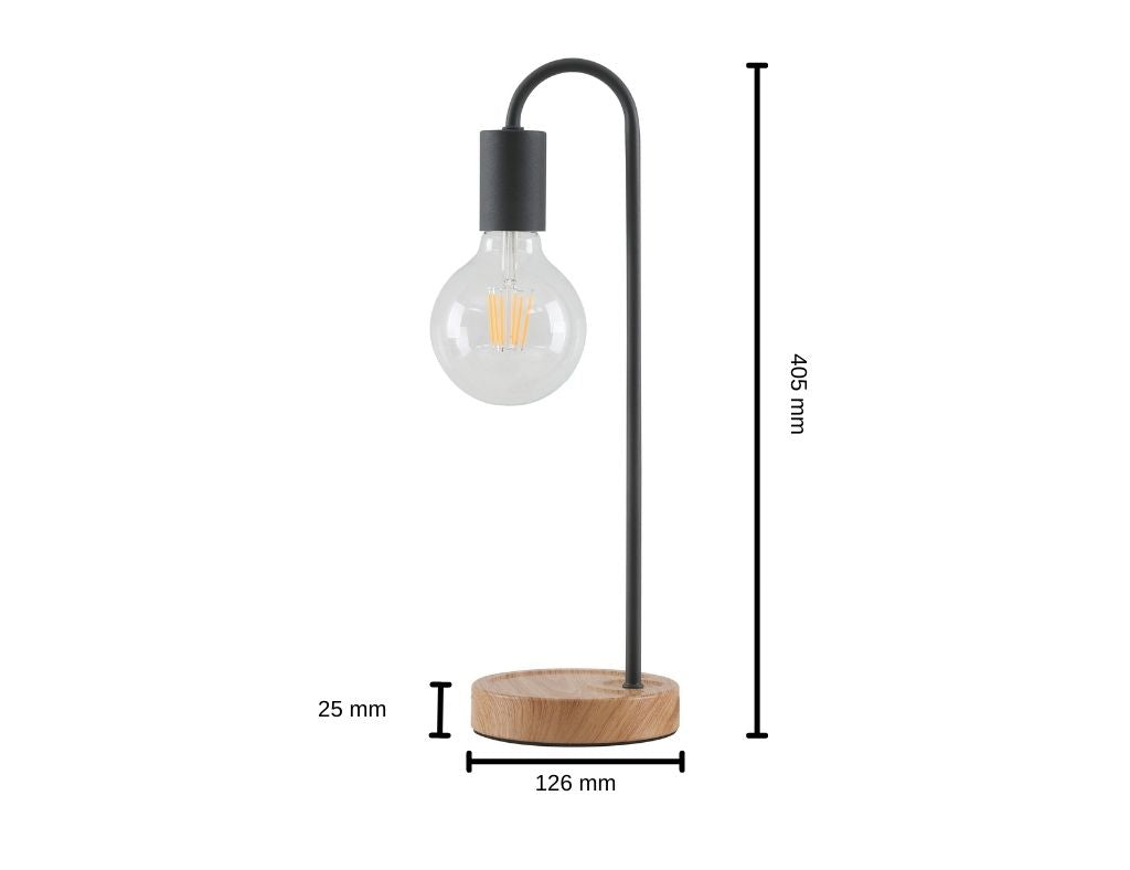 Lampe de table Alvis noire et marron pour ampoule Vista