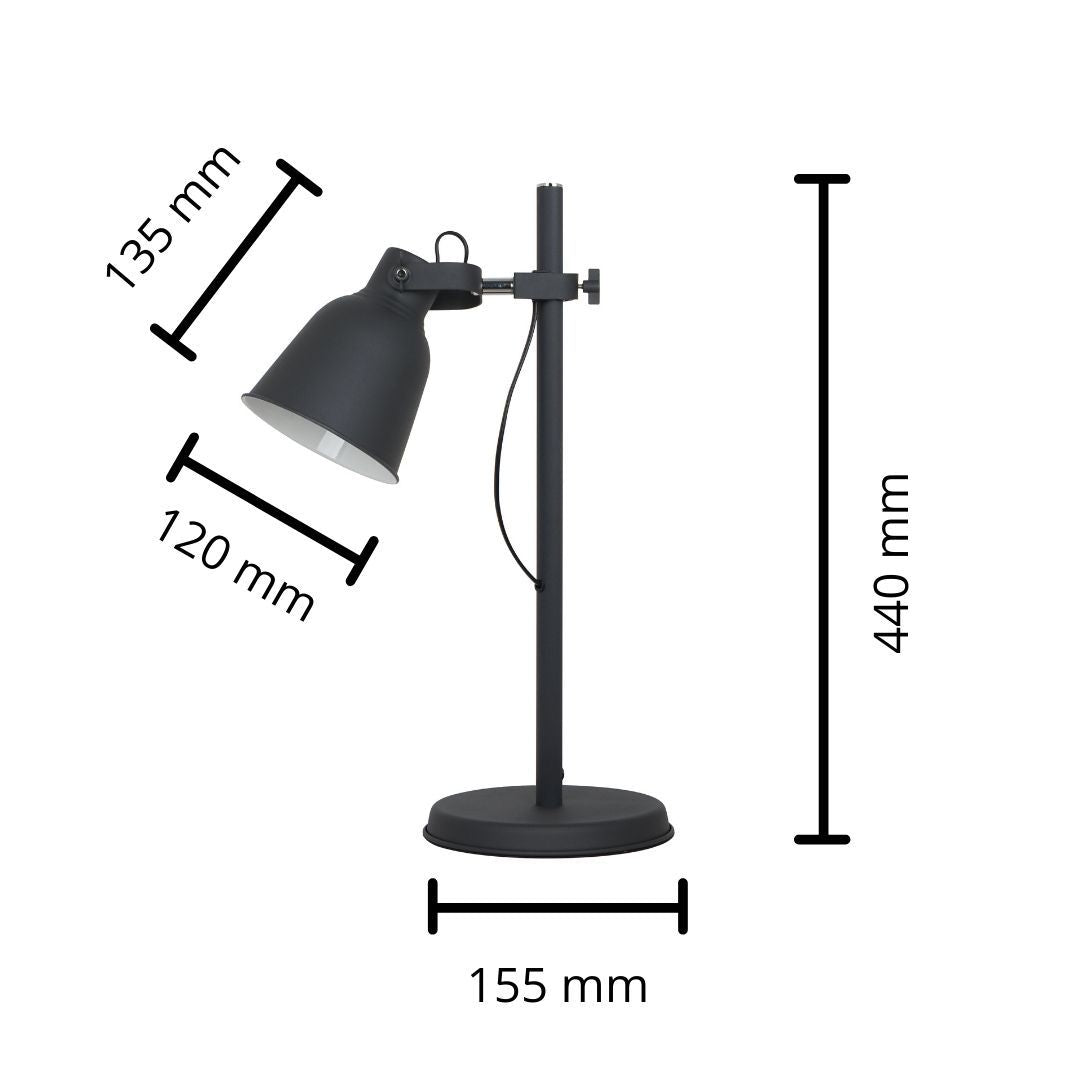 Lámpara de Mesa de metal negro con foco orientable