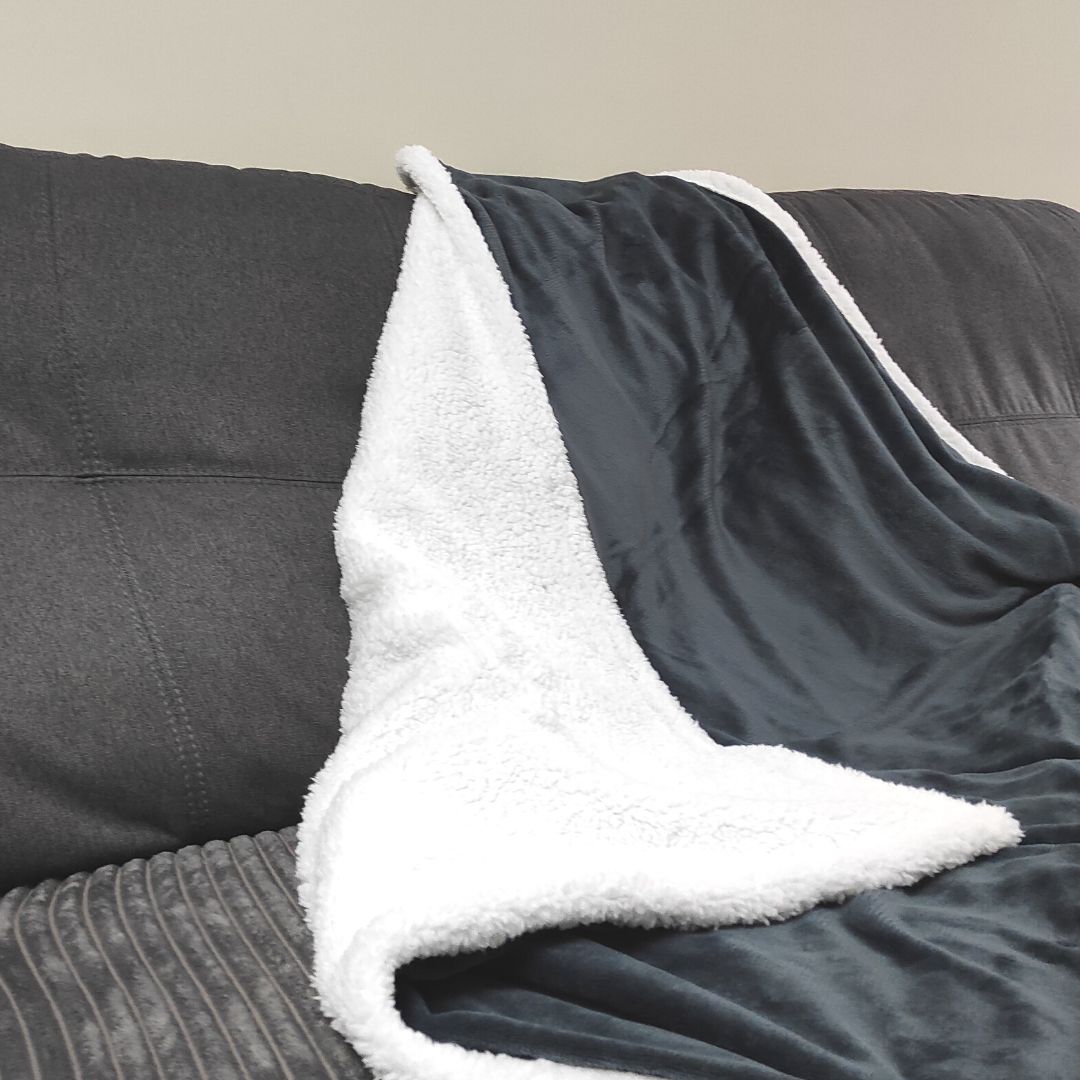Couverture Électrique 180x130cm 85w en Velours Gris avec Mouton, 9 niveaux et arrêt automatique