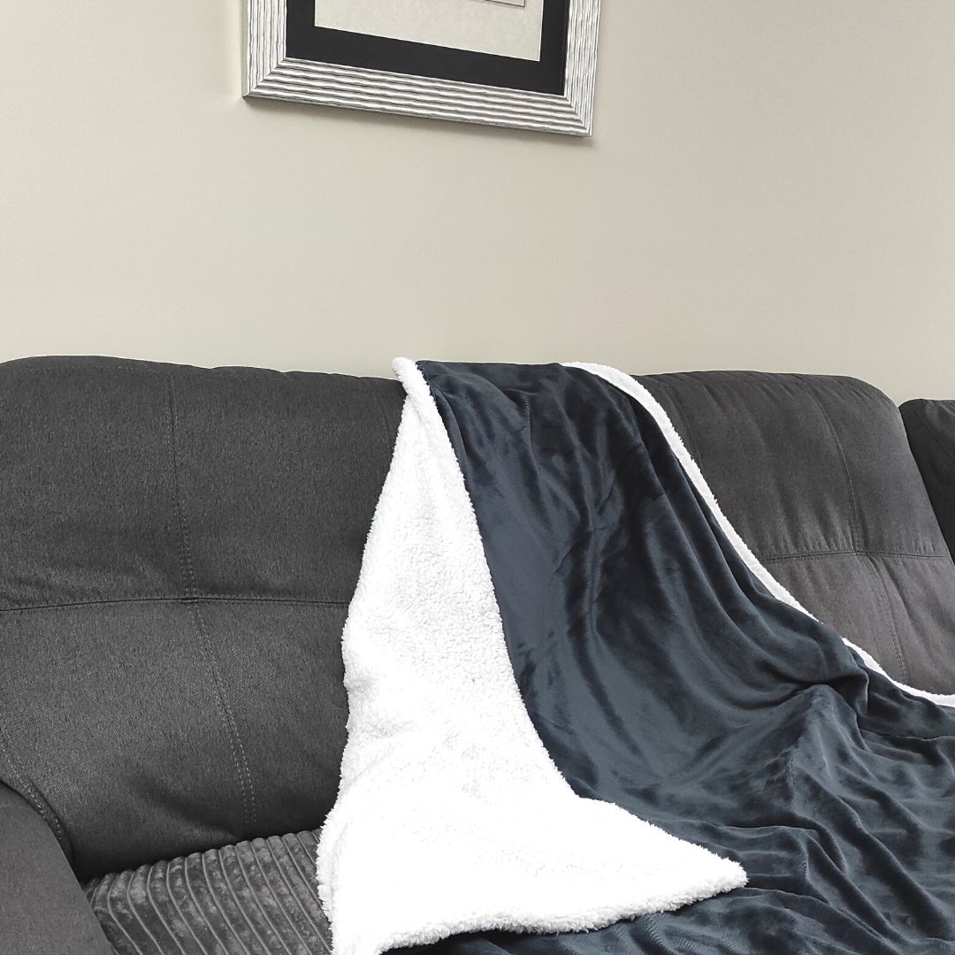 Couverture Électrique 180x130cm 85w en Velours Gris avec Mouton, 9 niveaux et arrêt automatique
