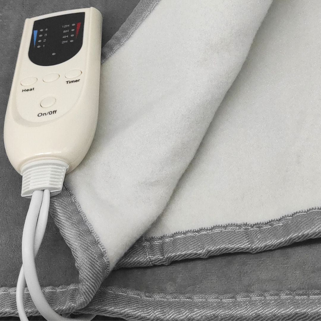 Couverture Électrique Lit Simple avec Télécommande 60w 150x80cm 5 températures et minuterie