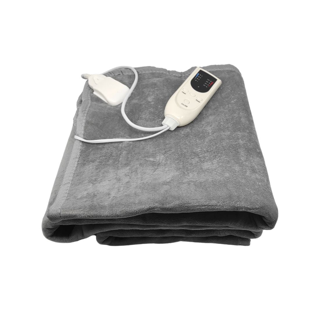 Couverture Électrique Lit Simple avec Télécommande 60w 150x80cm 5 températures et minuterie