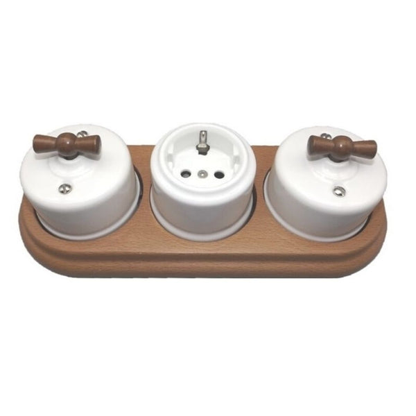 Interruptor Conmutador Superficie de Porcelana Blanca 10A 250V