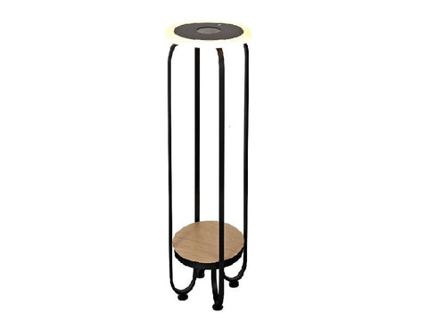 Mesa con luz Led 20w, cargador inalámbrico, 112,5 cm en negro y madera