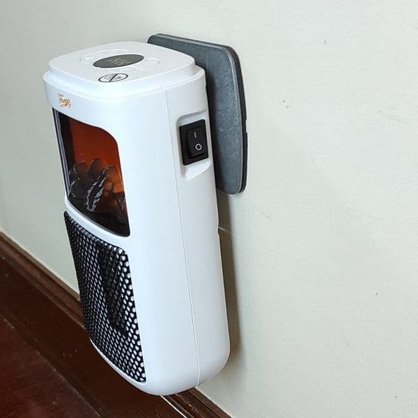 Mini Calefactor con Enchufe, Efecto Llama de Fuego y Programador