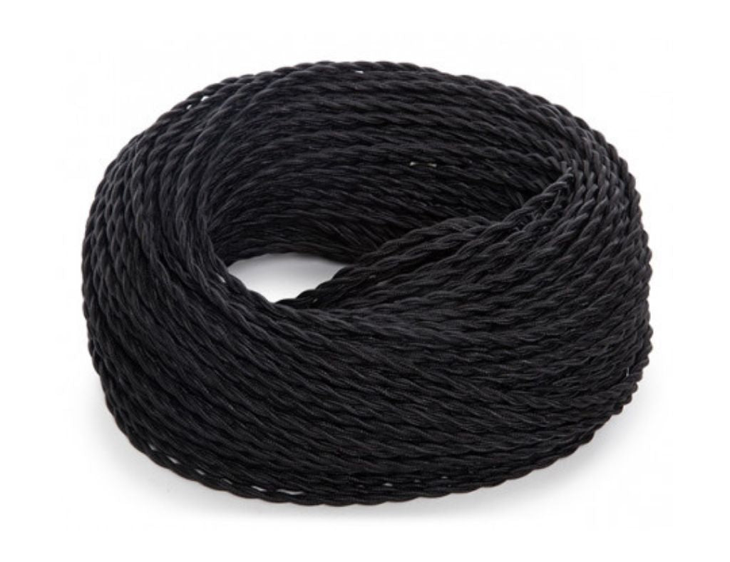 Cable Eléctrico Textil Trenzado Seda 2x 0,75 mm Negro venta por metros