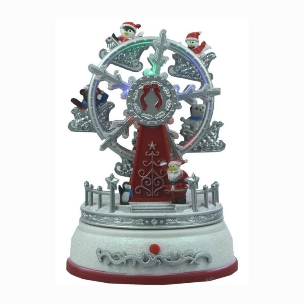 Roda gigante branca de Natal com luzes LED e música