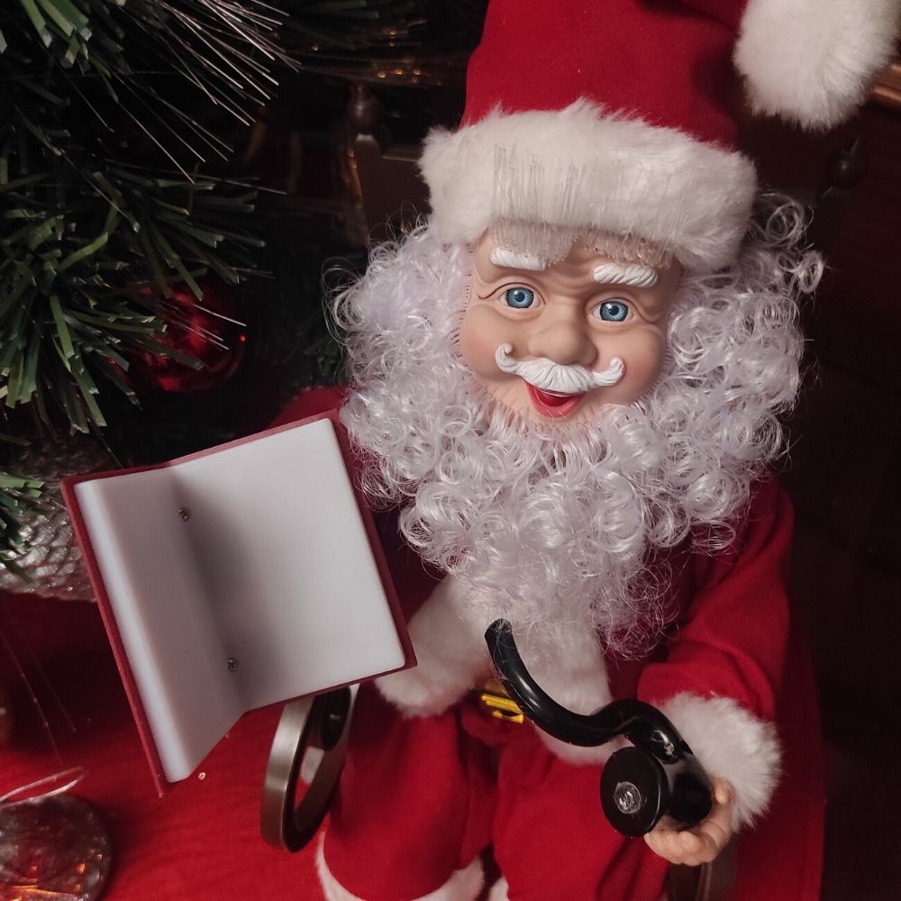 Papa Noel con Mecedora Animado y Luces de Fibra Óptica