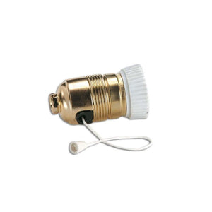 Portalámparas E27 de Latón con interruptor tirador y arandela porcelana