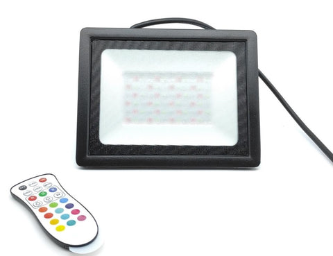Foco Proyector Led 100W RGB IP65 con Mando a Distancia para controlar varios aparatos