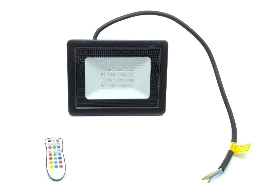 Foco Proyector Led 30W RGB IP65 con Mando a Distancia para controlar varios aparatos
