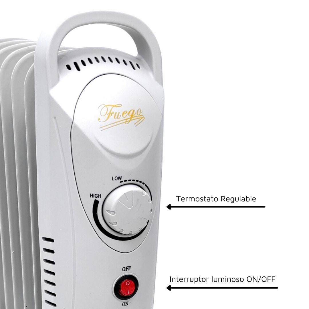 Radiateur à huile 900 W avec 9 éléments et thermostat réglable