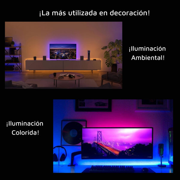 Tira Led Smart RGBW 5 mts. WIFI (2,4GHz), Control de Voz, mando a distancia,16 colores y 4 Modos de Escena