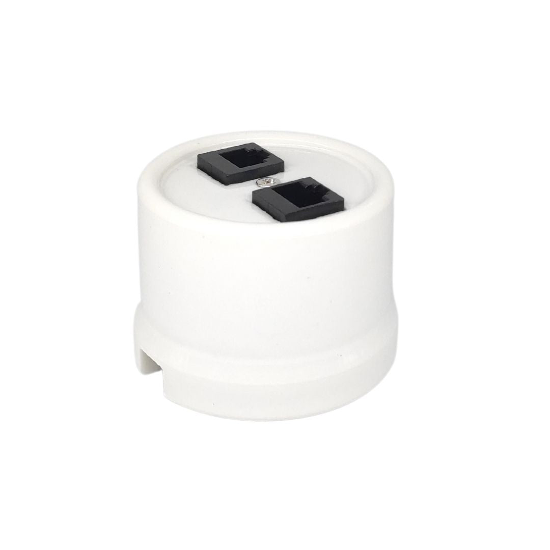 Toma RJ11-RJ45 de Superficie en Porcelana Blanca