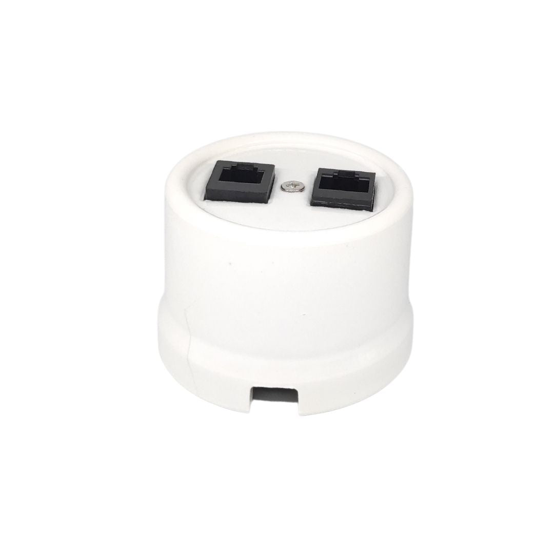 Toma RJ11-RJ45 de Superficie en Porcelana Blanca